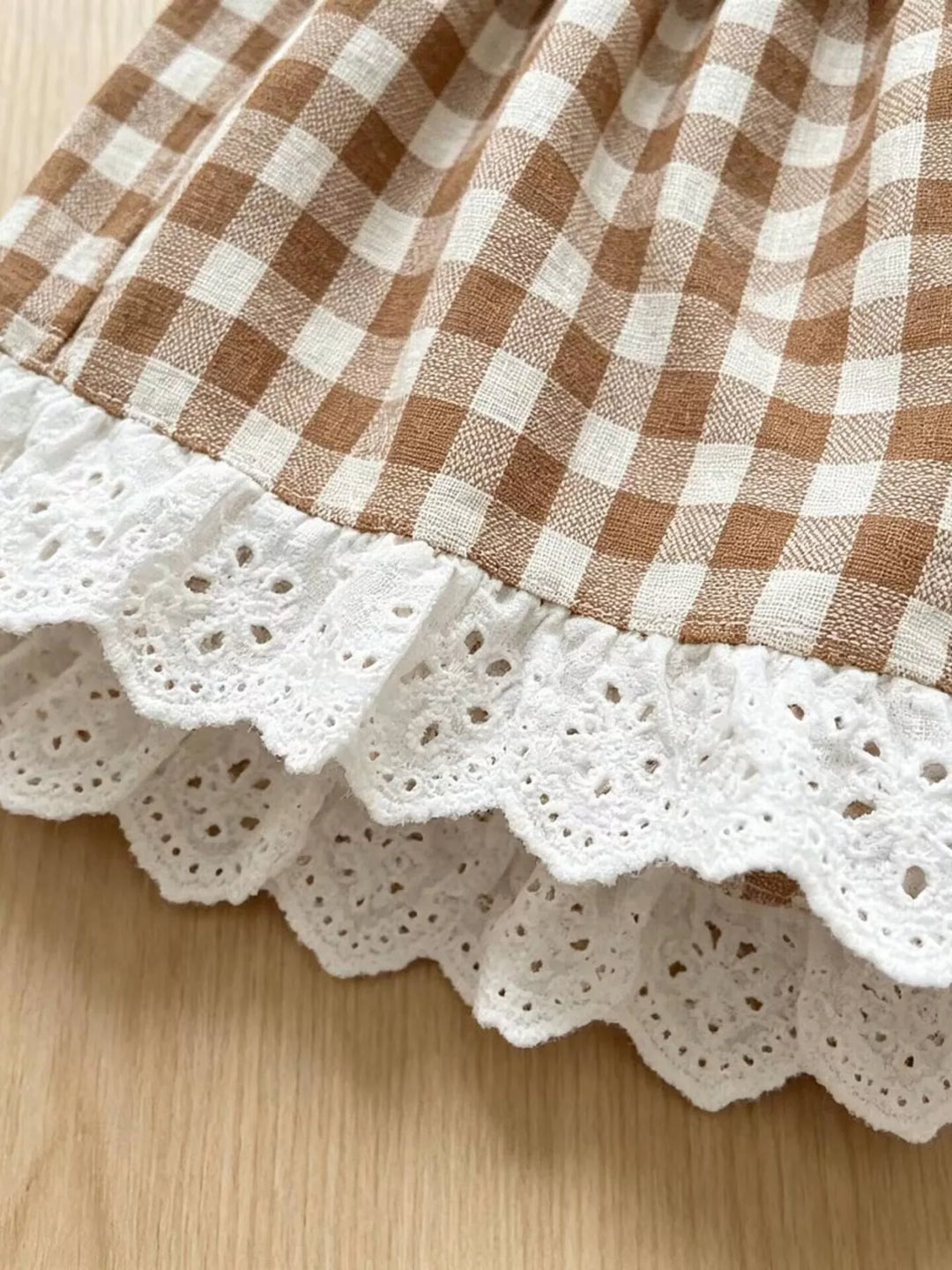 Children's Gingham Ruffle Trim Top and Shorts Set