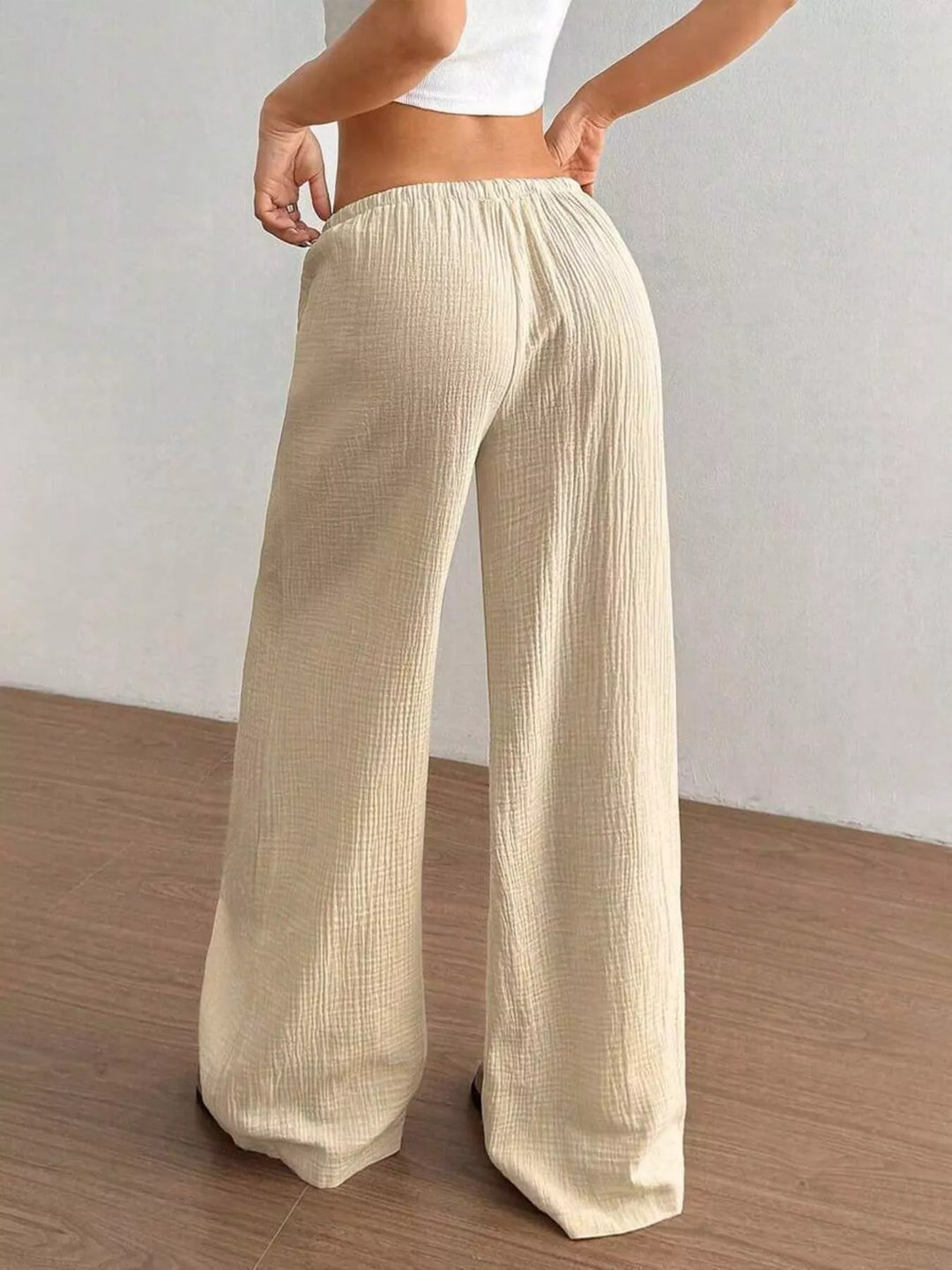 Full Size Drawstring Wide Leg Pants Plus Size