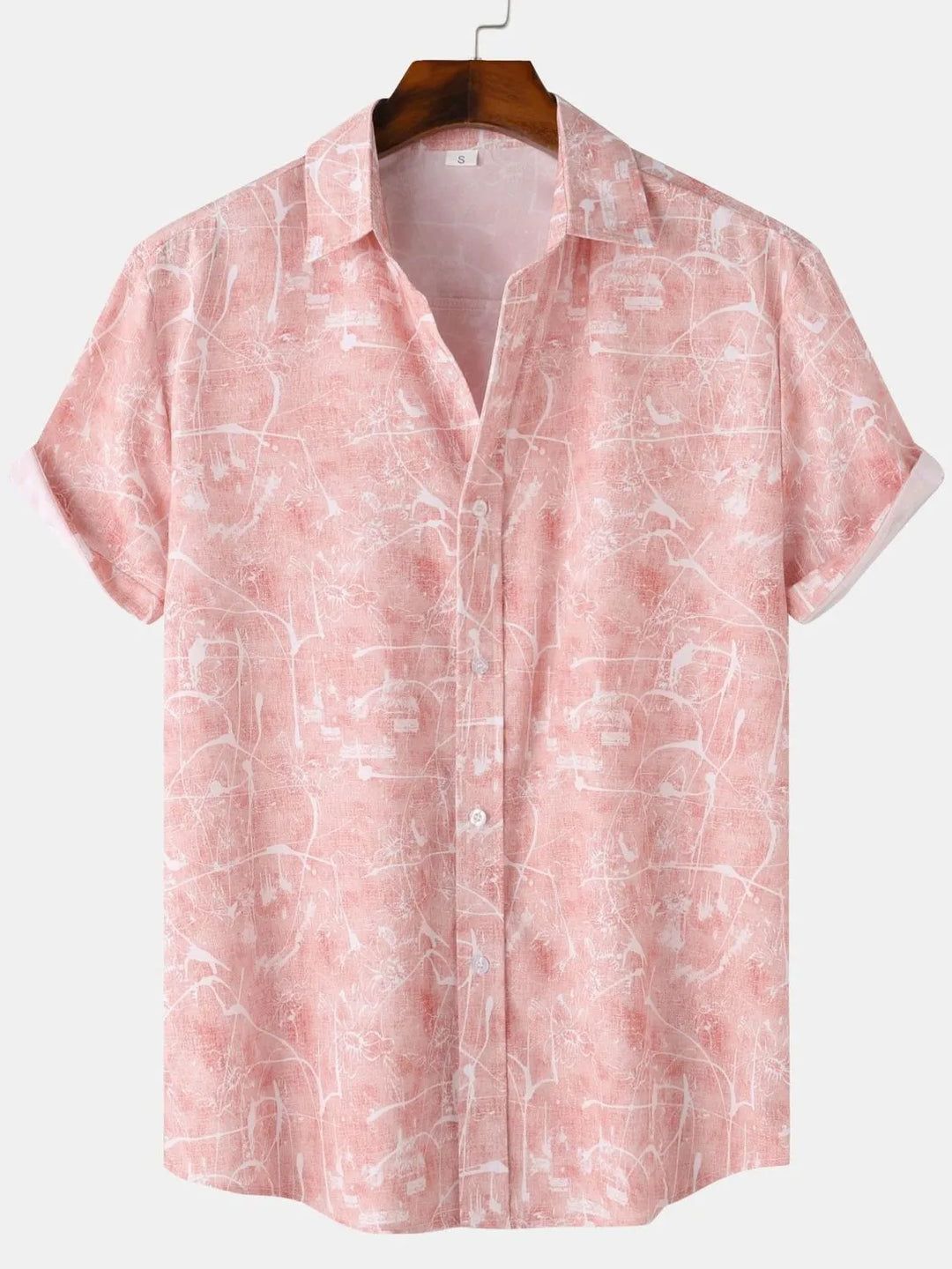 Men's Printed Short Sleeve Button Down Shirt