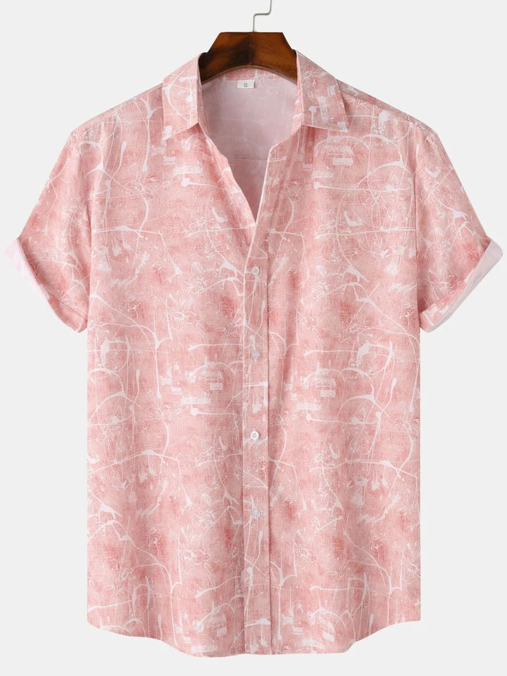Men's Printed Short Sleeve Button Down Shirt