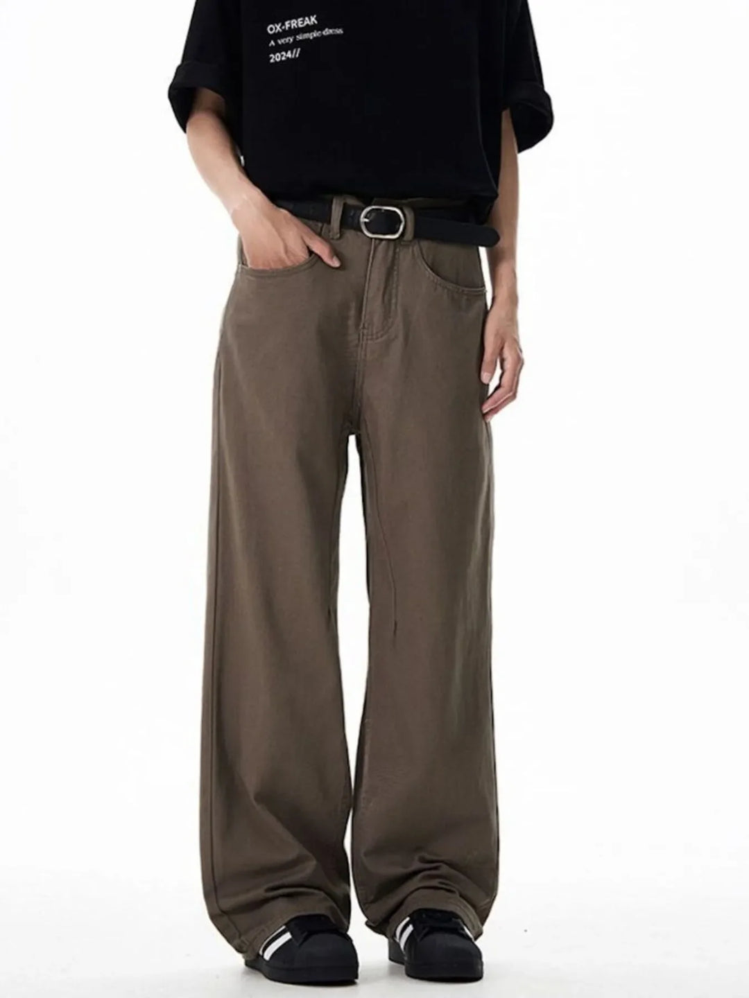 Men's Washed Wide-Leg Cargo Pants