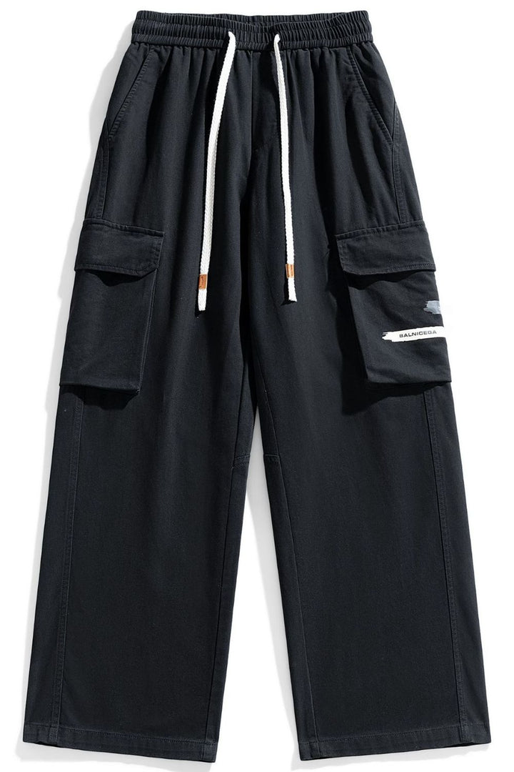 Men's Plus Size Loose Fit Cargo Pants with Drawstring