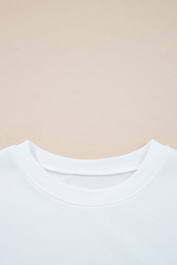 White Varsity Striped Detail Drop Shoulder Oversized Sweatshirt