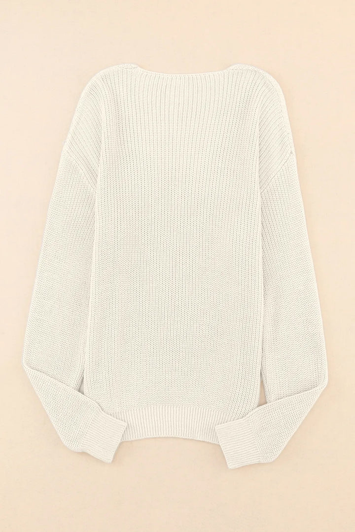 V-Neck Drop Shoulder Sweater