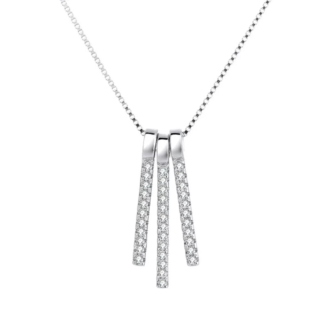 925 Sterling Silver Zircon Tassel Pendant Necklace