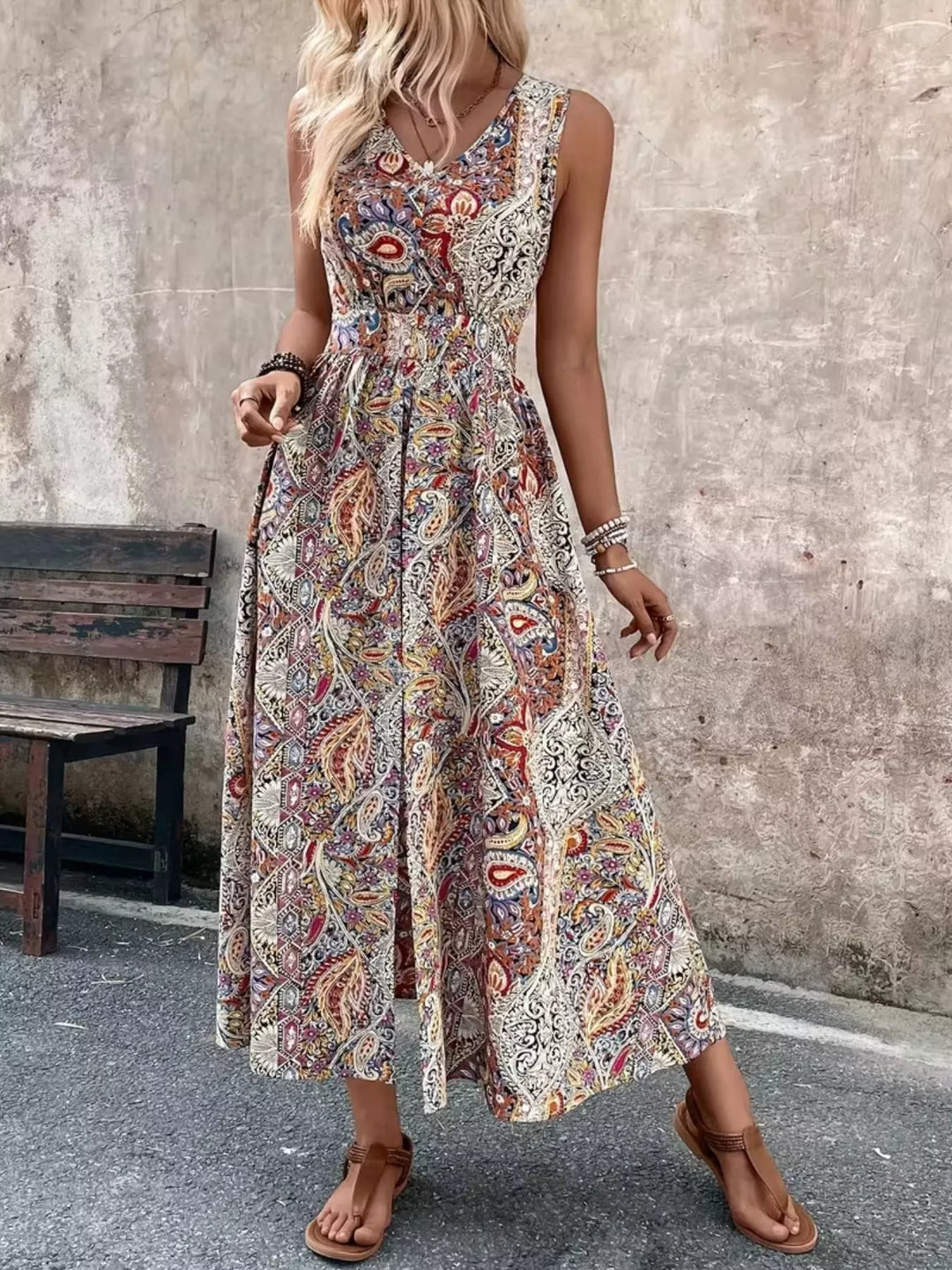 Paisley Print Sleeveless Romper