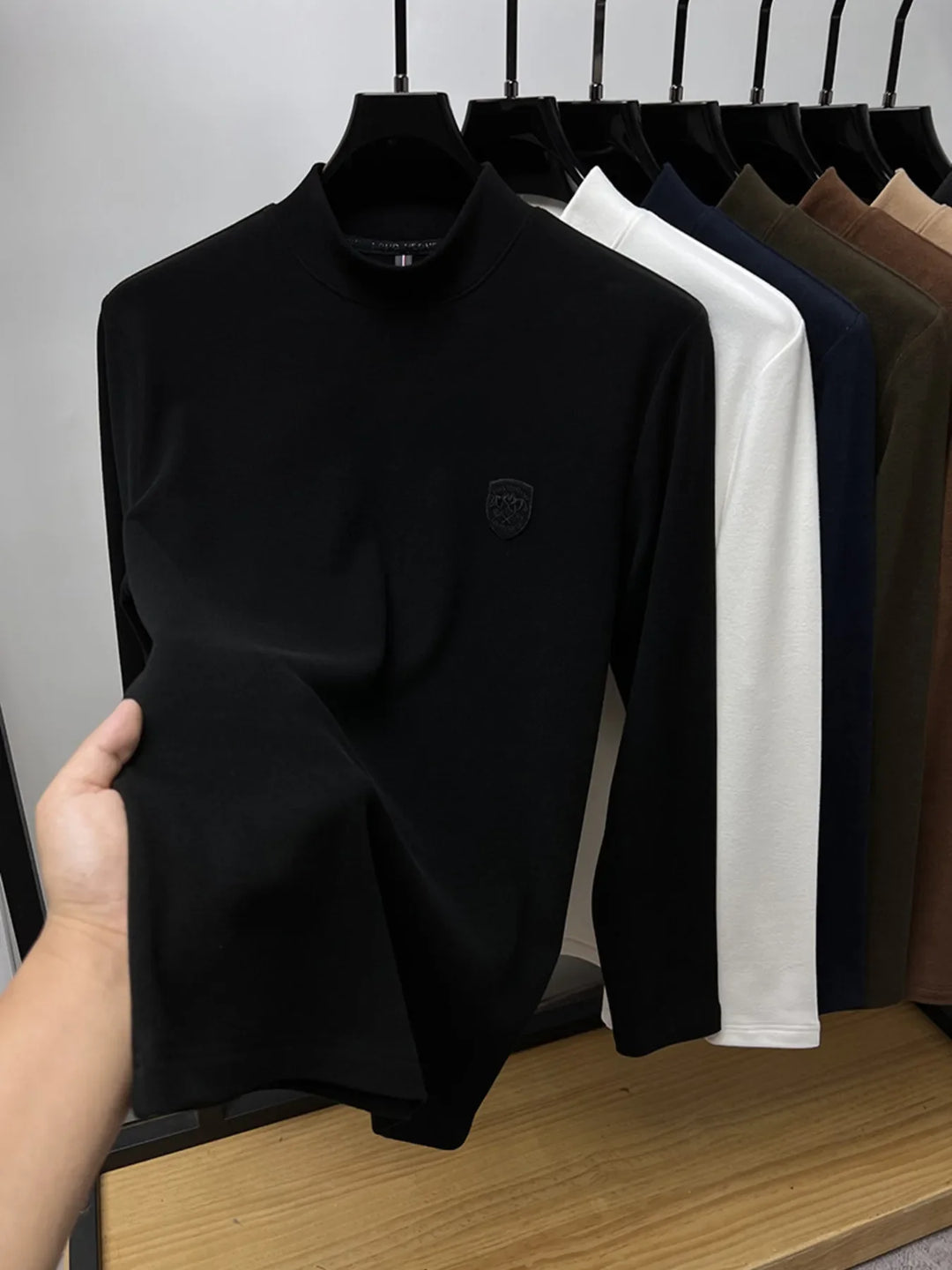 Men's Plus Size Mock Neck Long Sleeve T-Shirt