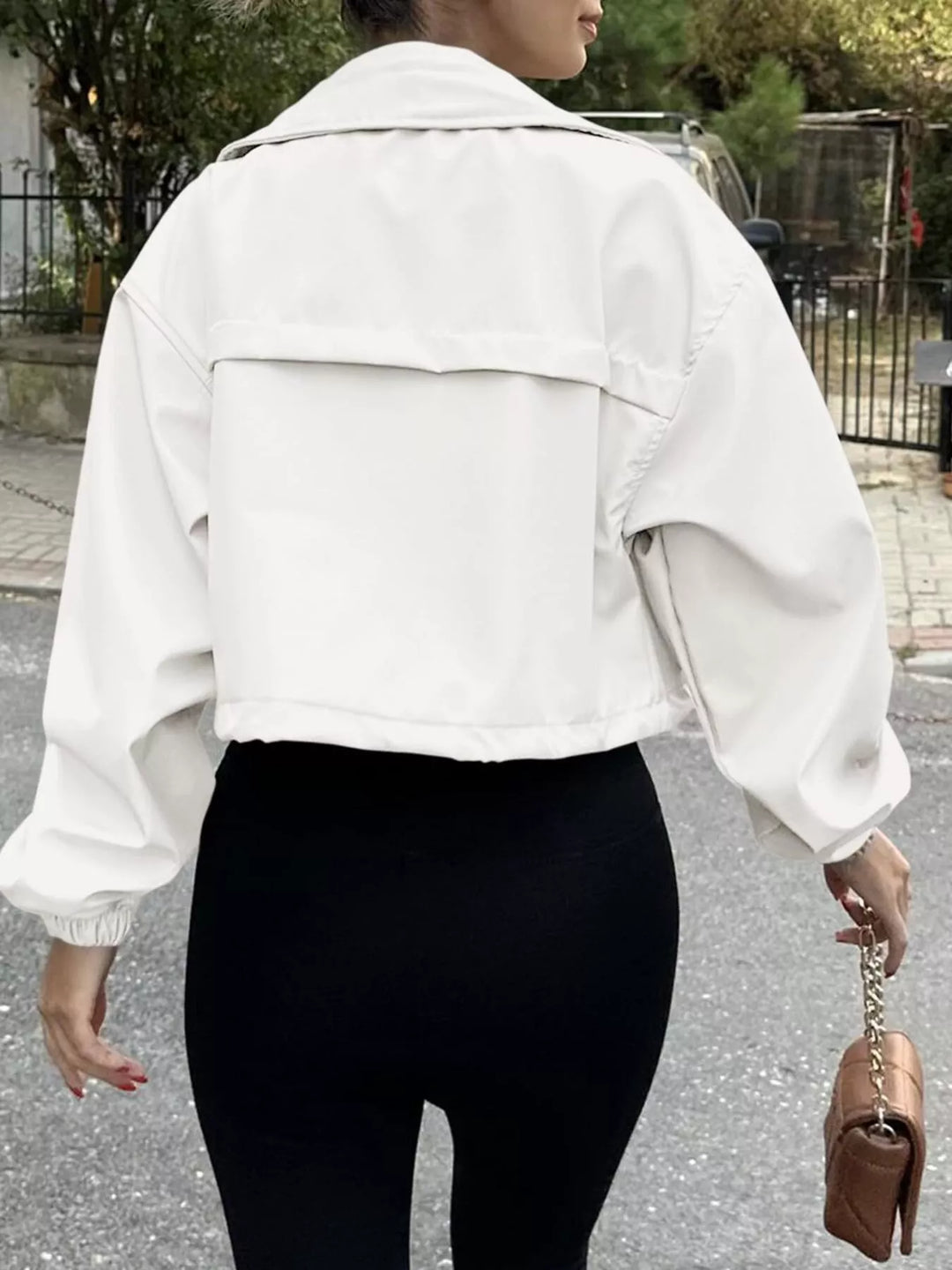 Drawstring Hem Zip Up Jacket