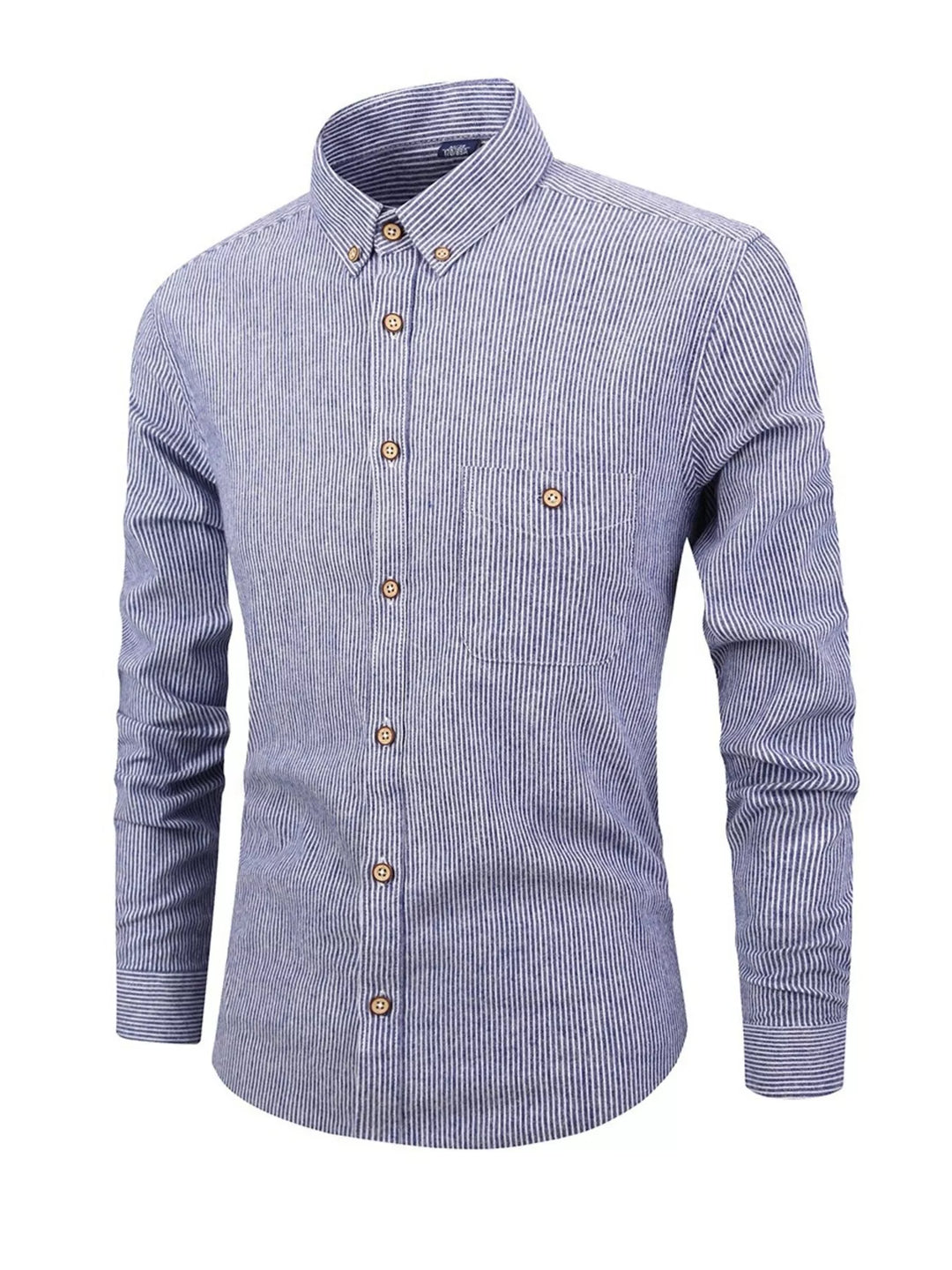 Men's Full Size Striped Casual Button-Down Shirt Plus Size
