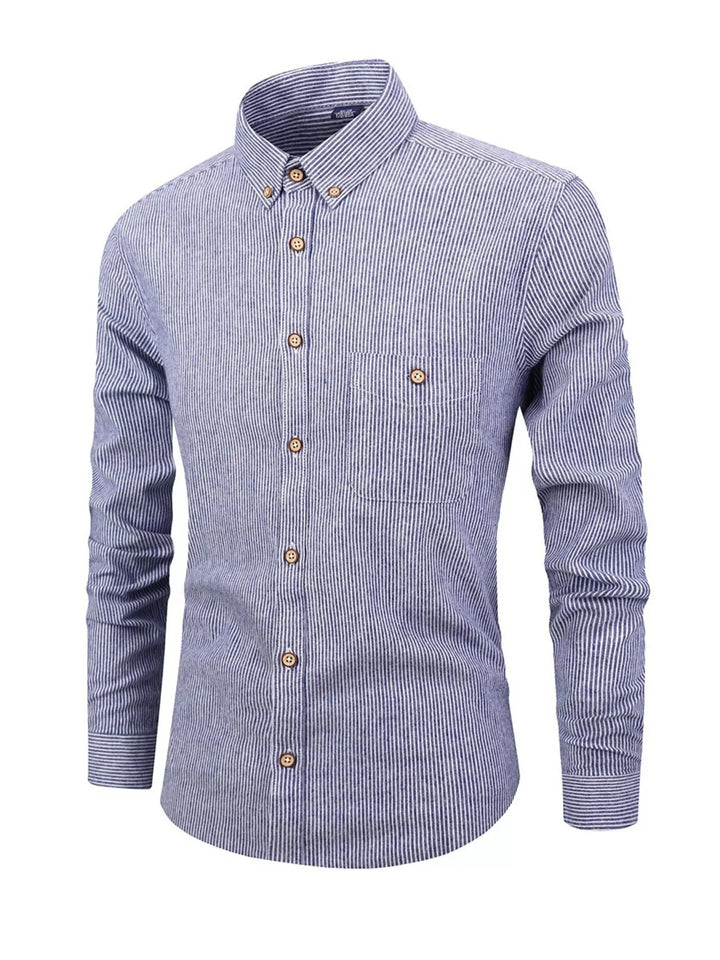Men's Full Size Striped Casual Button-Down Shirt Plus Size