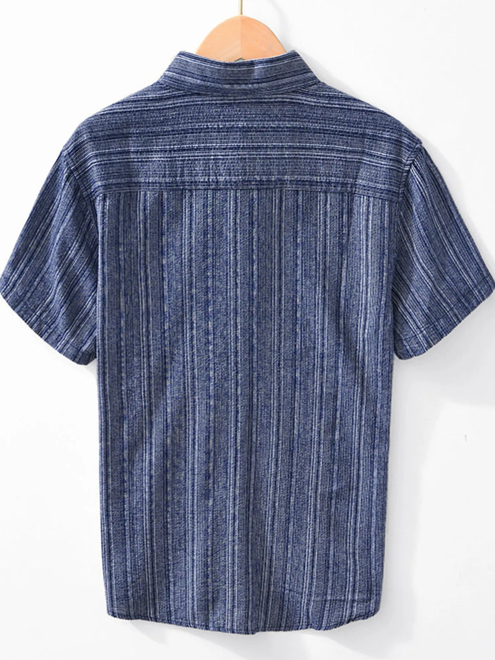 Men's Striped Collared Neck Short Sleeve Shirt