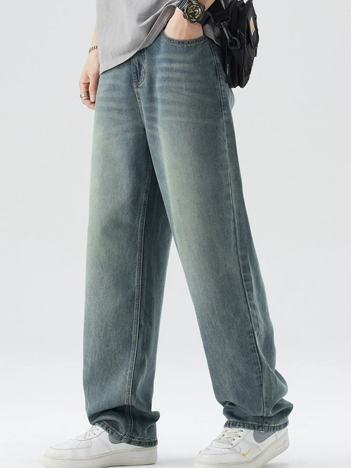 Men's Washed Wide Leg Relaxed Fit Jeans