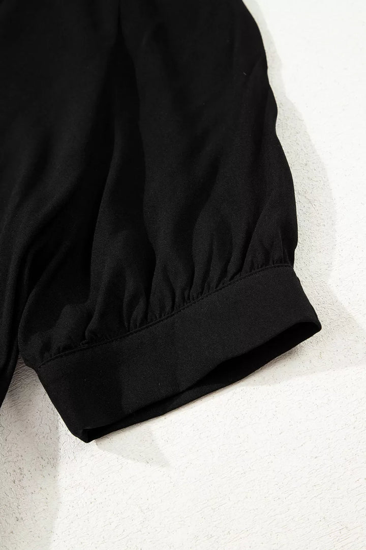 Hidden Buttons Short Sleeve Ruffle Tiered Long Flared Dress