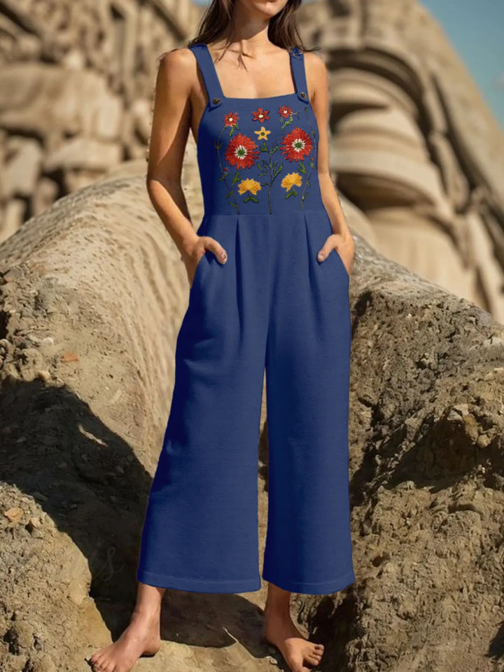 Floral Embroidered Wide Leg Jumpsuit