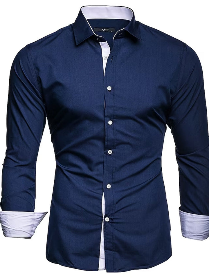 Men's Slim Fit Contrast Trim Long Sleeve Shirt