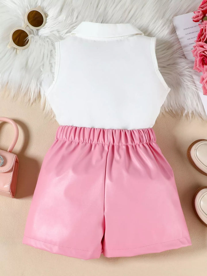 Children‘s Ruffle Decor Top & Button Detail Skort Set