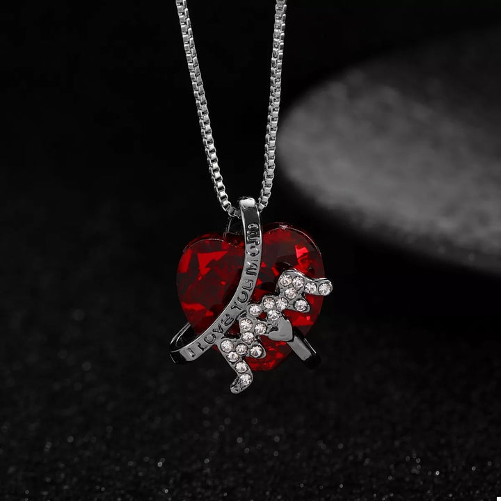 Heart-Shaped MOM Pendant Necklace