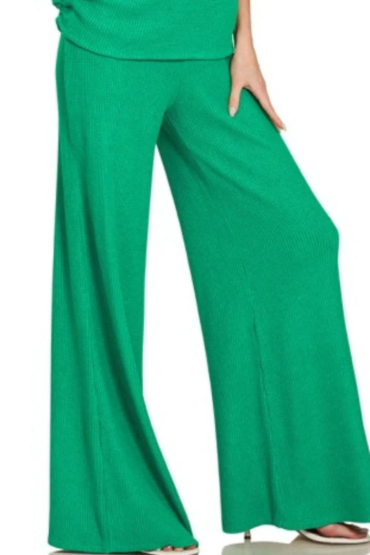 Zenana Sweater Mock Neck Top & Long Pants Set
