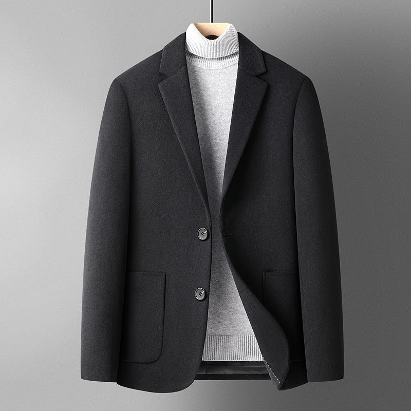 Autumn And Winter Solid Color Short Wool Woolen Men's Suit