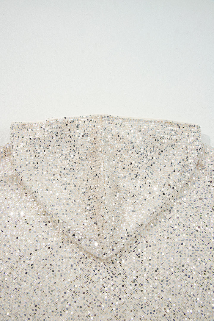 Jet Stream Sequin Hooded Long Sleeve Top