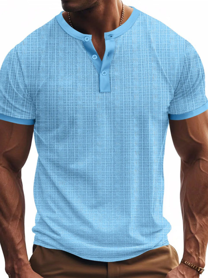 Men's Full Size Button Detail Short Sleeve Top Plus Size