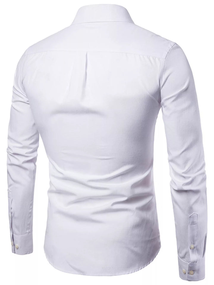 Men's Plus Size Slim Fit Long Sleeve Button-Down Shirt