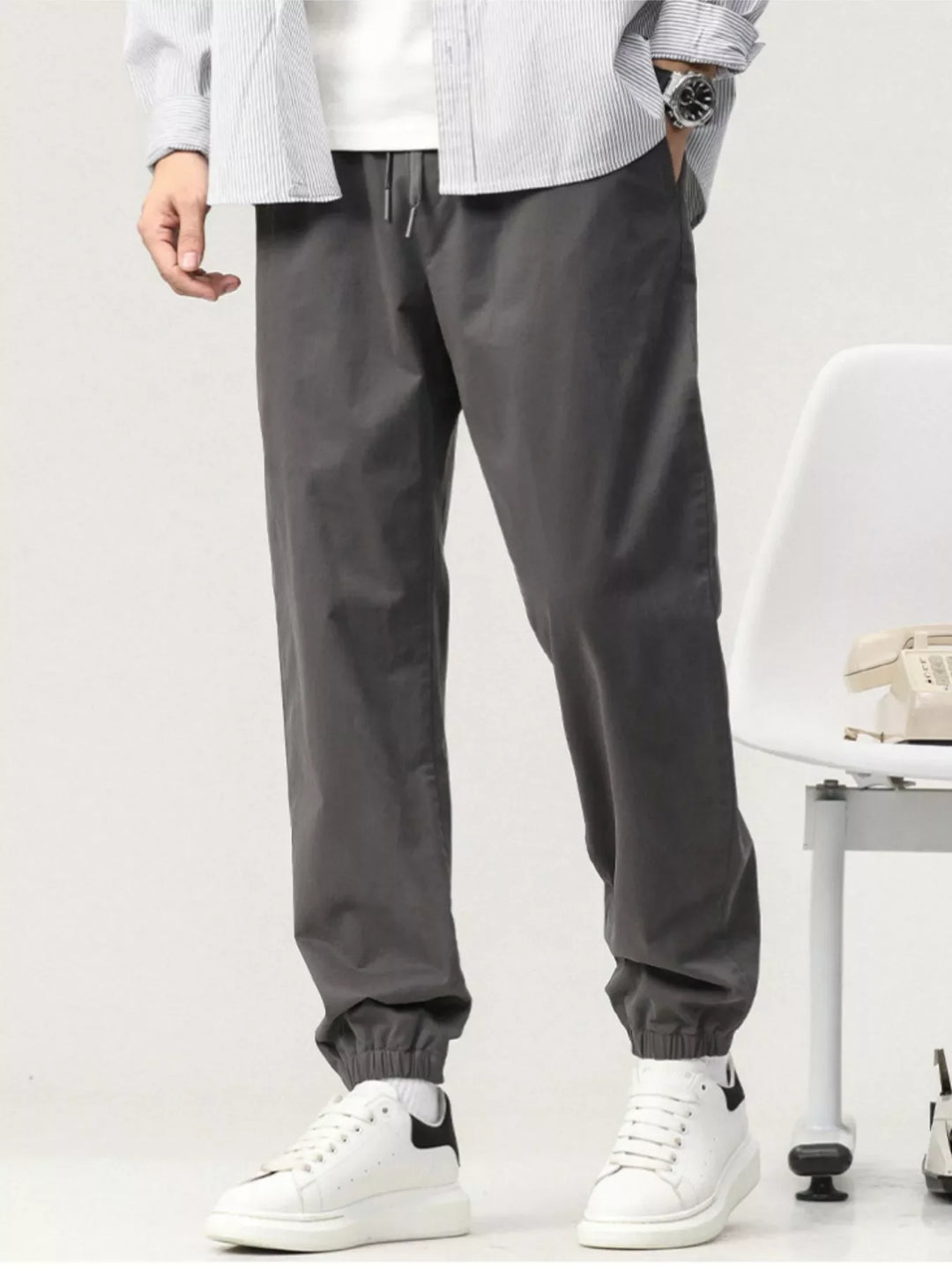 Men's Plus Size Casual Drawstring Ankle Cuffed Pants
