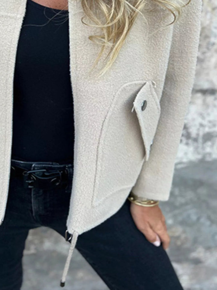Full Size Zip-Up Long Sleeve Outerwear Plus Size