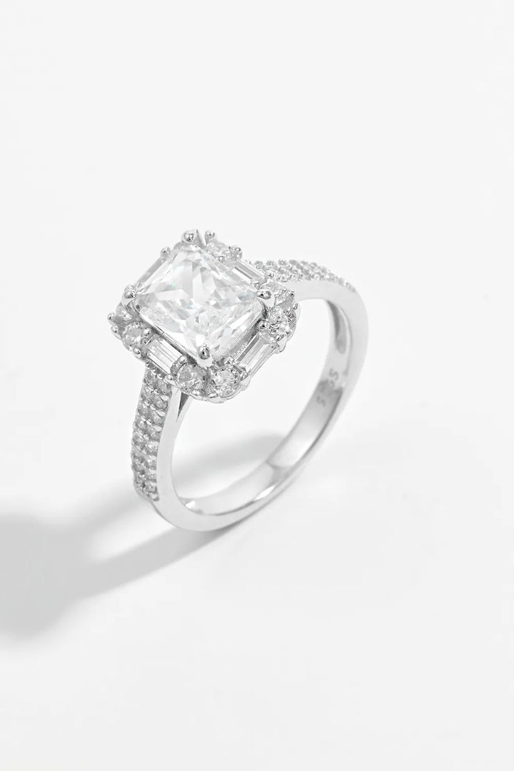 925 Sterling Silver Inlaid Zircon Square Ring