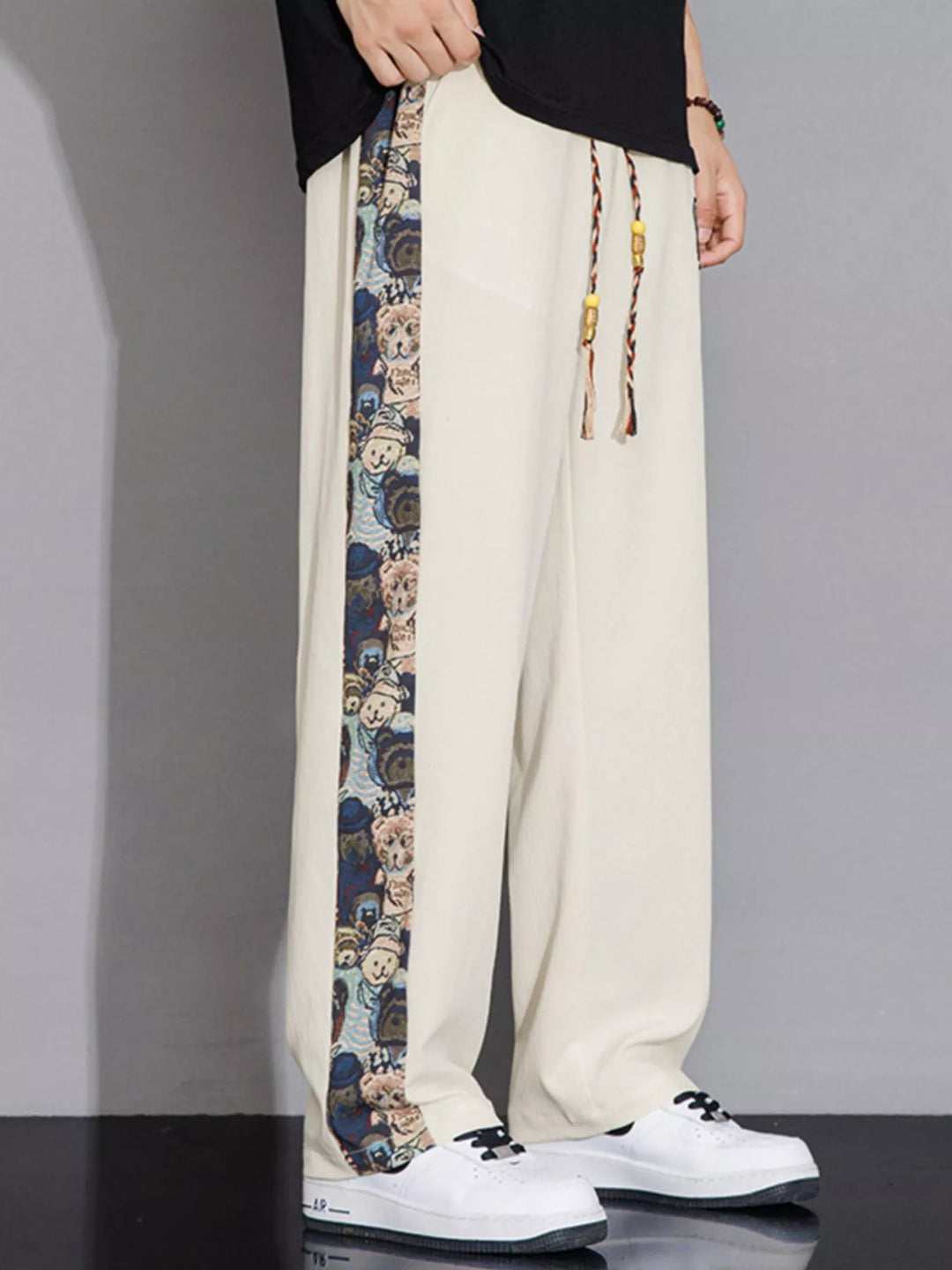 Men's Full Size Printed Side Stripe Loose Pants Plus Size