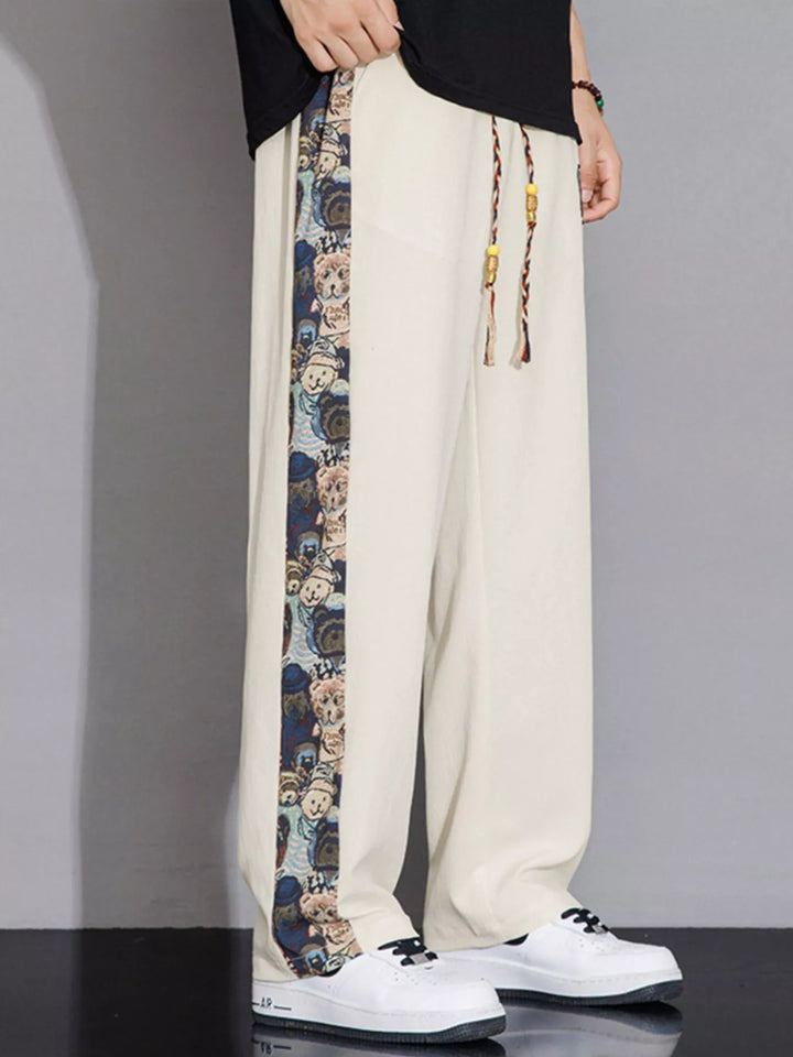 Men's Full Size Printed Side Stripe Loose Pants Plus Size
