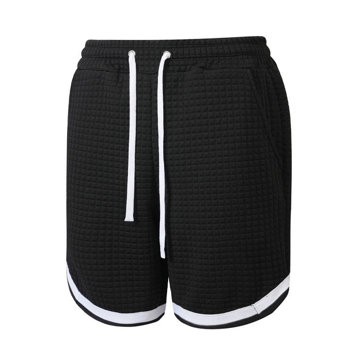 Mens Sporty Plaid-Panel Short Shorts