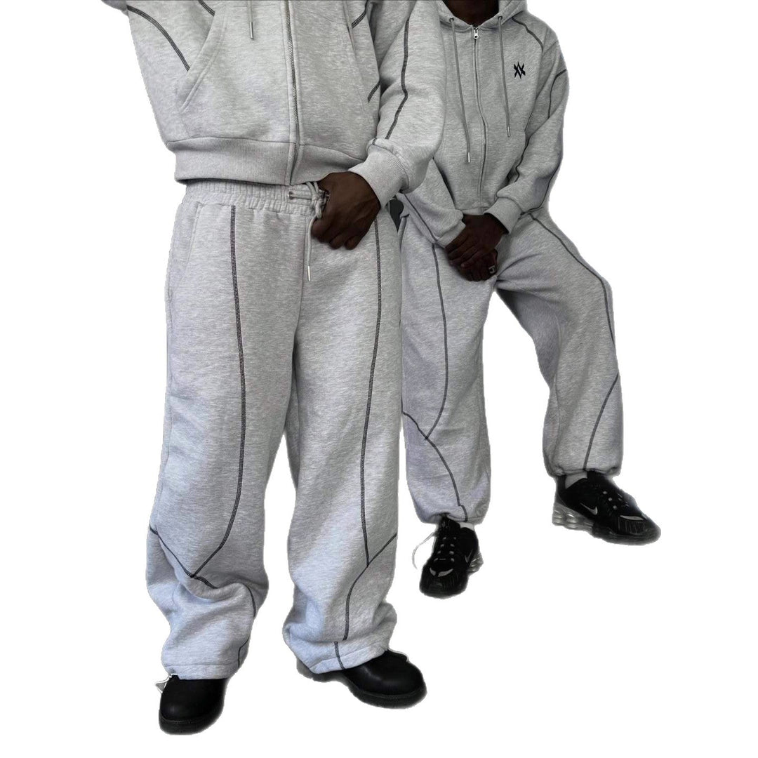 Street Hooded Cardigan Sweater Men's And Women's Same Loose Hooded Sweatpants Suit