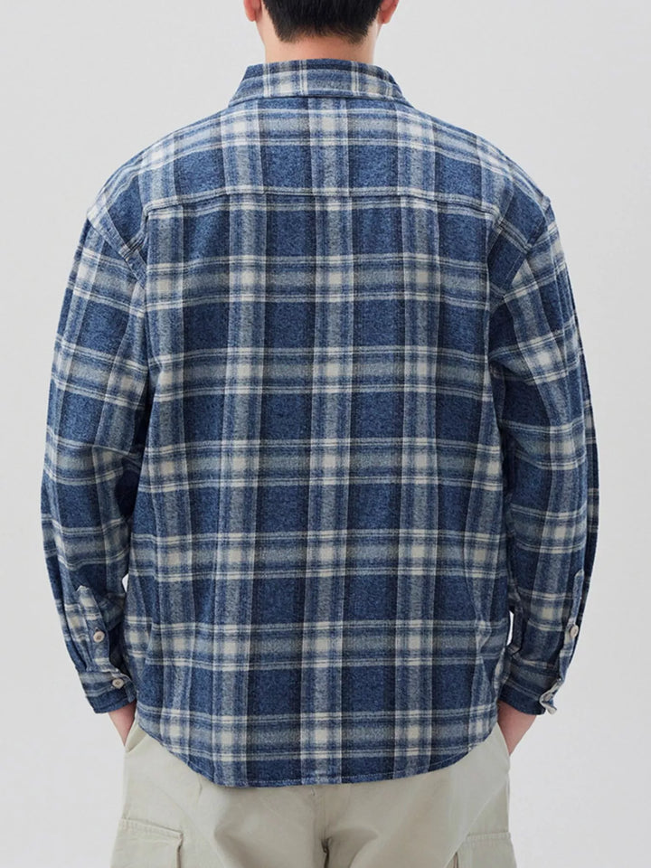 Men's Plus Size Plaid Button Up Long Sleeve Shirt