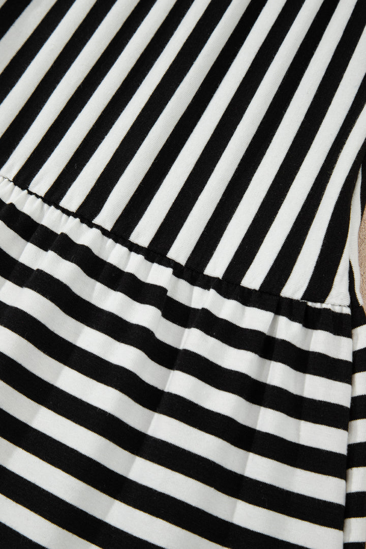 Black Stripe U Neck Sleeveless Loose Fit Mini Dress