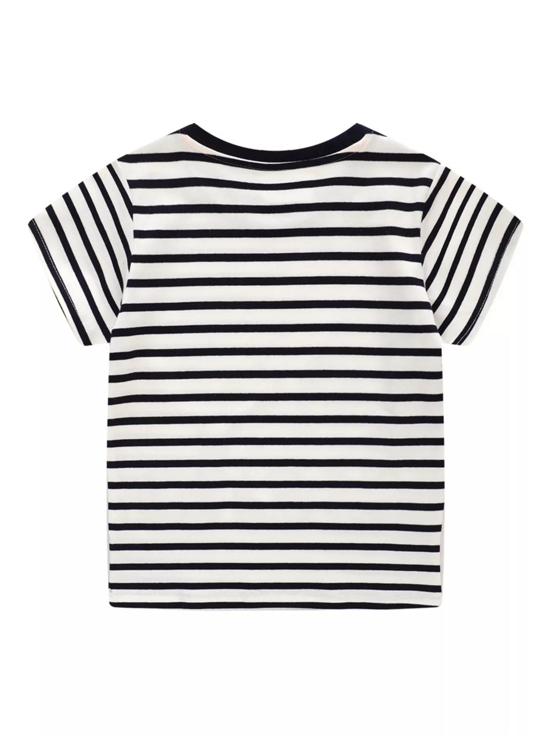 Children's Embroidered Striped Round Neck T-Shirt