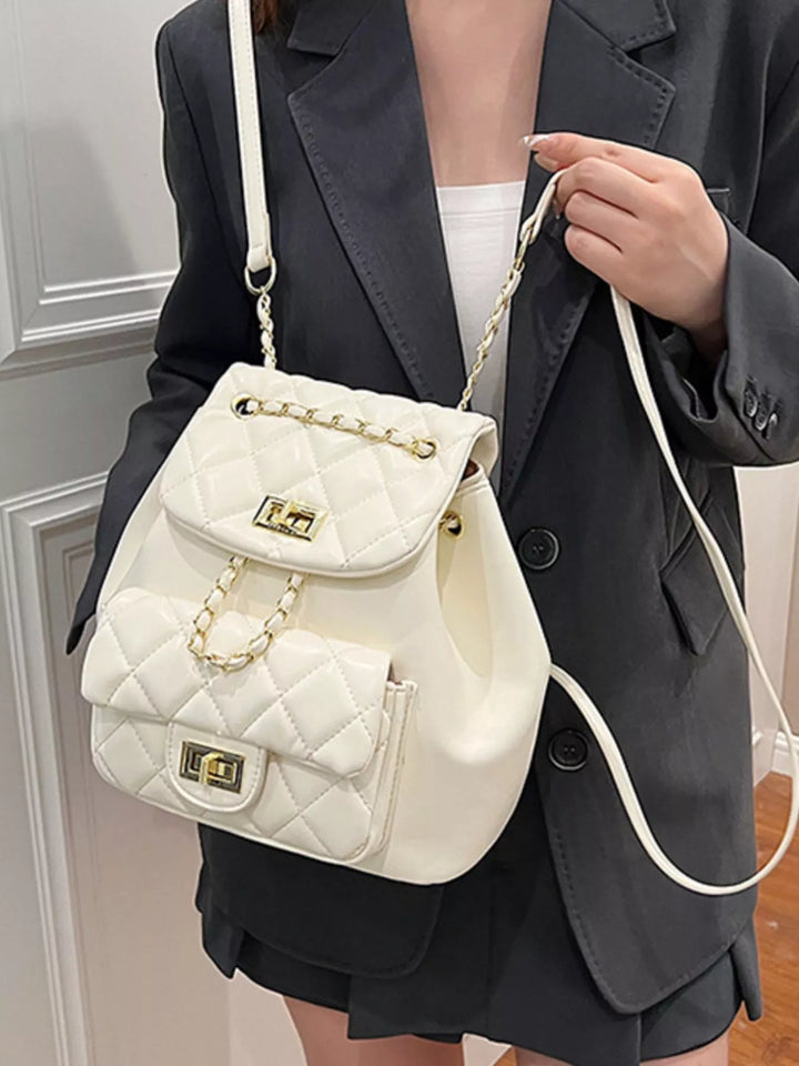 Quilted Chain Decor Backpack Bag