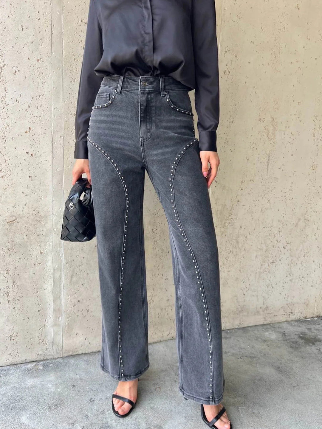 Studded Wide Leg Jeans