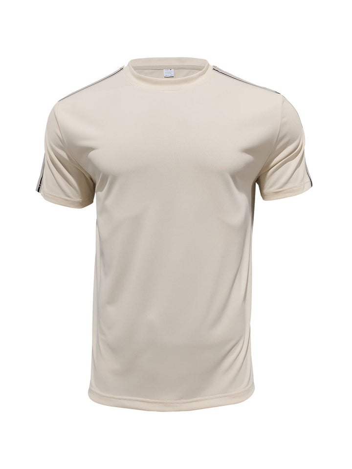 Men's Full Size Striped Shoulder Casual T-Shirt Plus Size