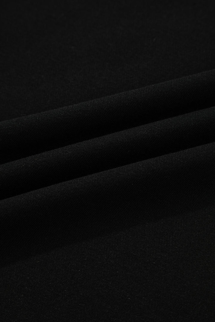 Black Varsity Stripe Detail Drop Shoulder Pullover Mini Skirt Set