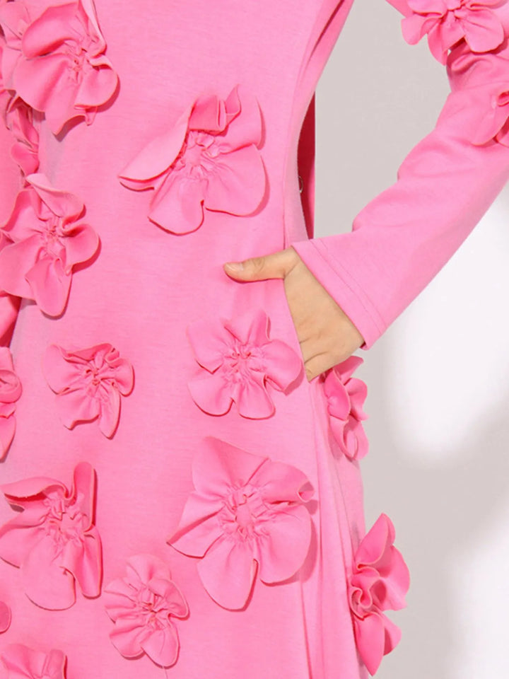 Floral Applique Long Sleeve Maxi Dress