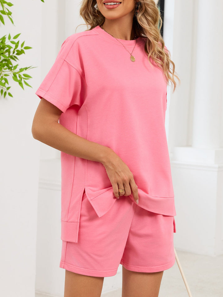 Round Neck Short Sleeve T-Shirt and Shorts Set