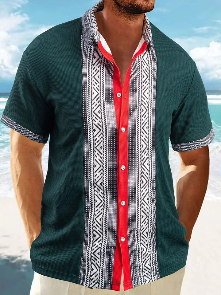 Men's Full Size Casual Geometric Print Short Sleeve Shirt Plus Size