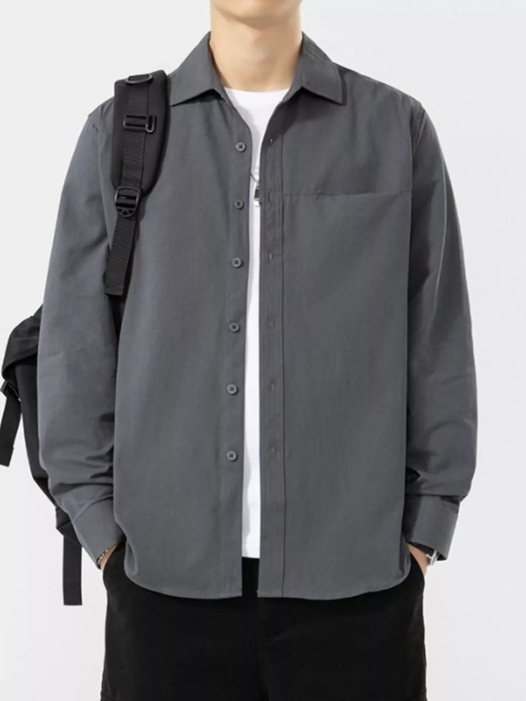 Men's Plus Size Button Up Long Sleeve Shirt