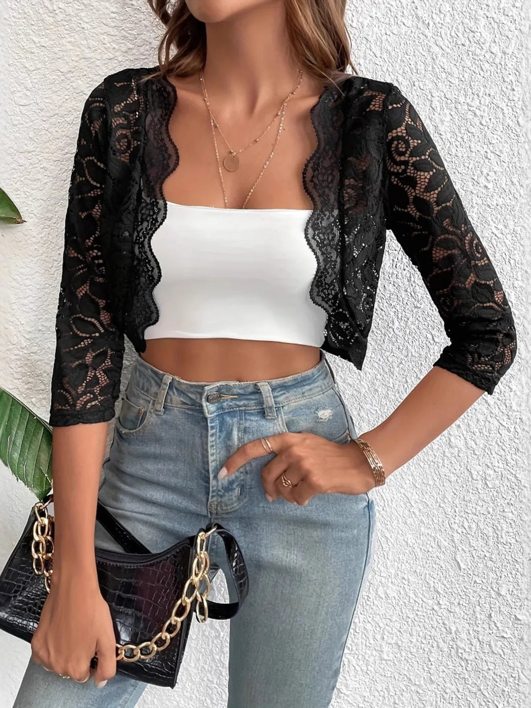 Open Front Lace Cardigan