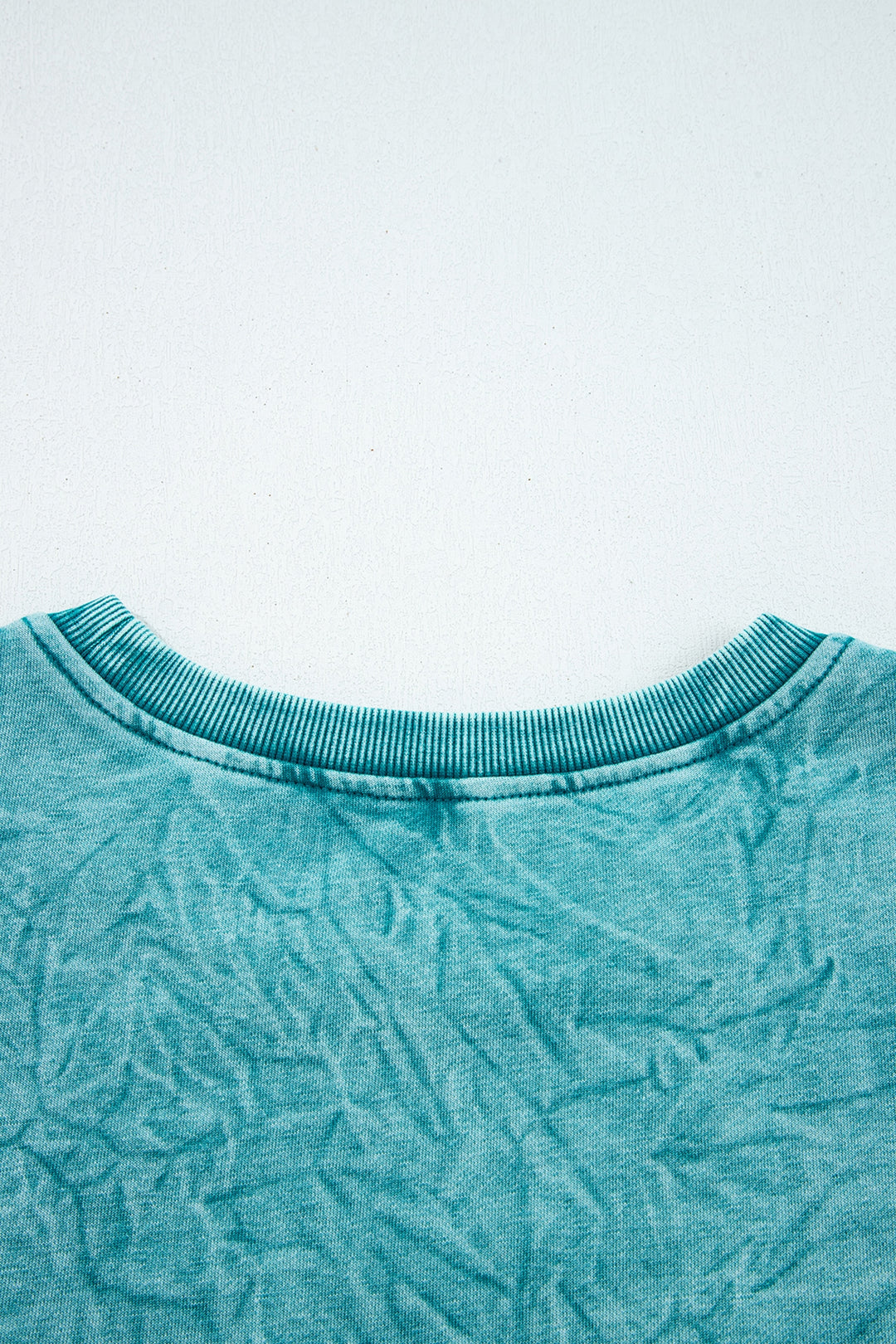 Sea Green saved by grace Letter Embroidery Mineral Wash Loose Sweatshirt