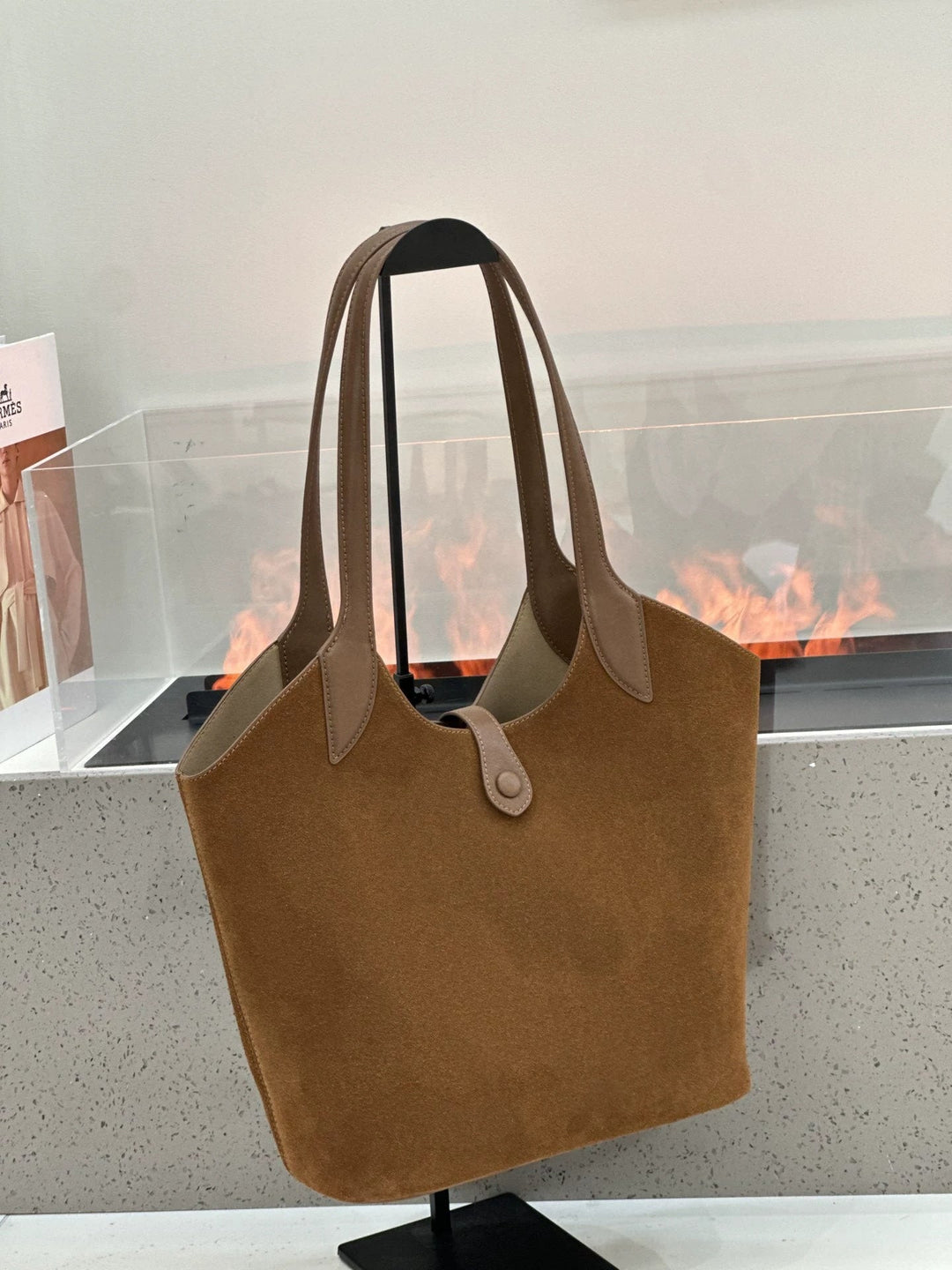 Minimalist High-end Style Basket Bag, New Autumn And Winter Genuine Leather Women's Bag, Roomy Shoulder Bucket Bag For Commuting