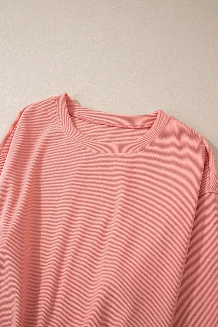 Ribbed Round Neck Top and Pants Set