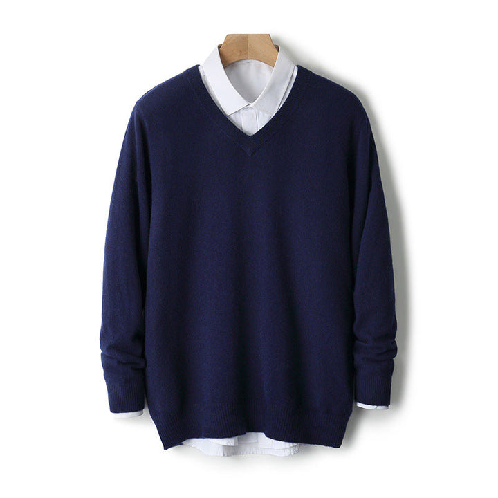 V-neck Cashmere Sweater Loose Fit Extra Thick