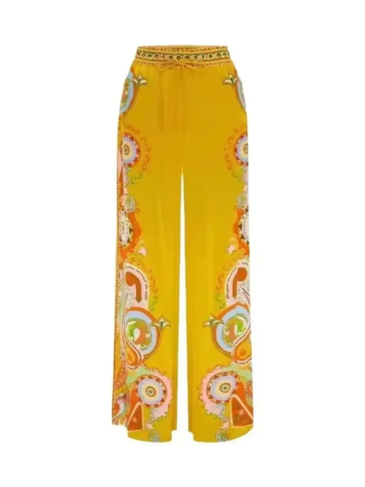 Printed Button Up Shirt and Pants Set